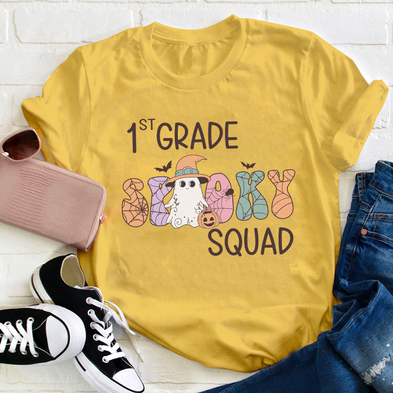 Personalized Grade Spooky Squad Teacher T-Shirt