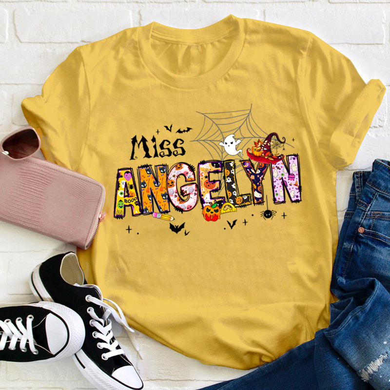 Personalized Name Happy Halloween Teacher T-Shirt