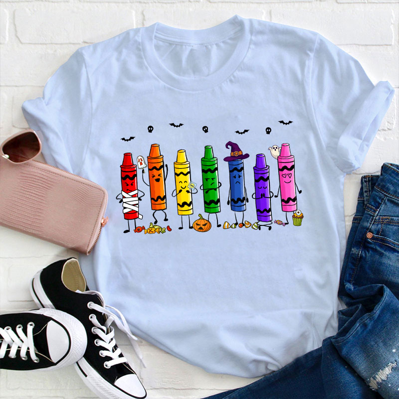 Mood Crayons Halloween Teacher T-Shirt