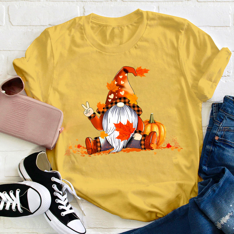 Autumn Gnome Teacher T-Shirt