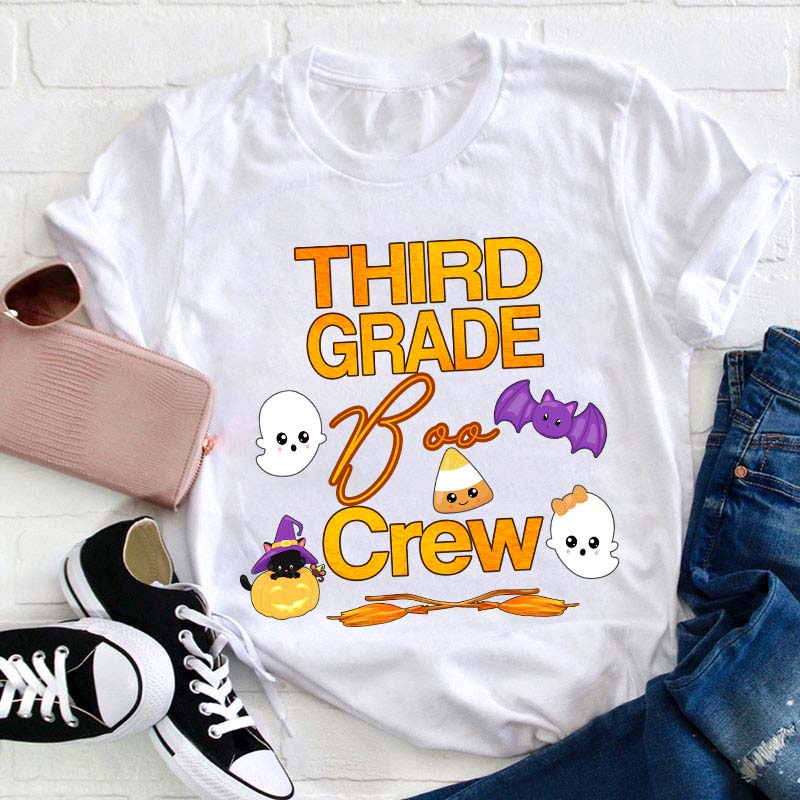 Personalized Grade Boo Crew Teacher T-Shirt