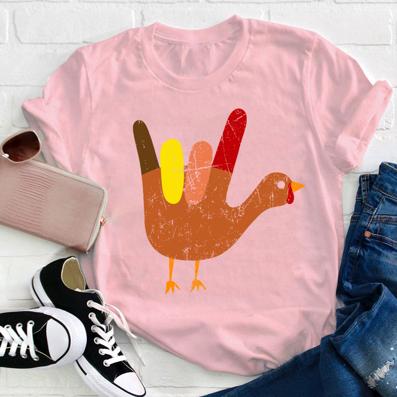 Love Peace And Turkey Teacher T-Shirt
