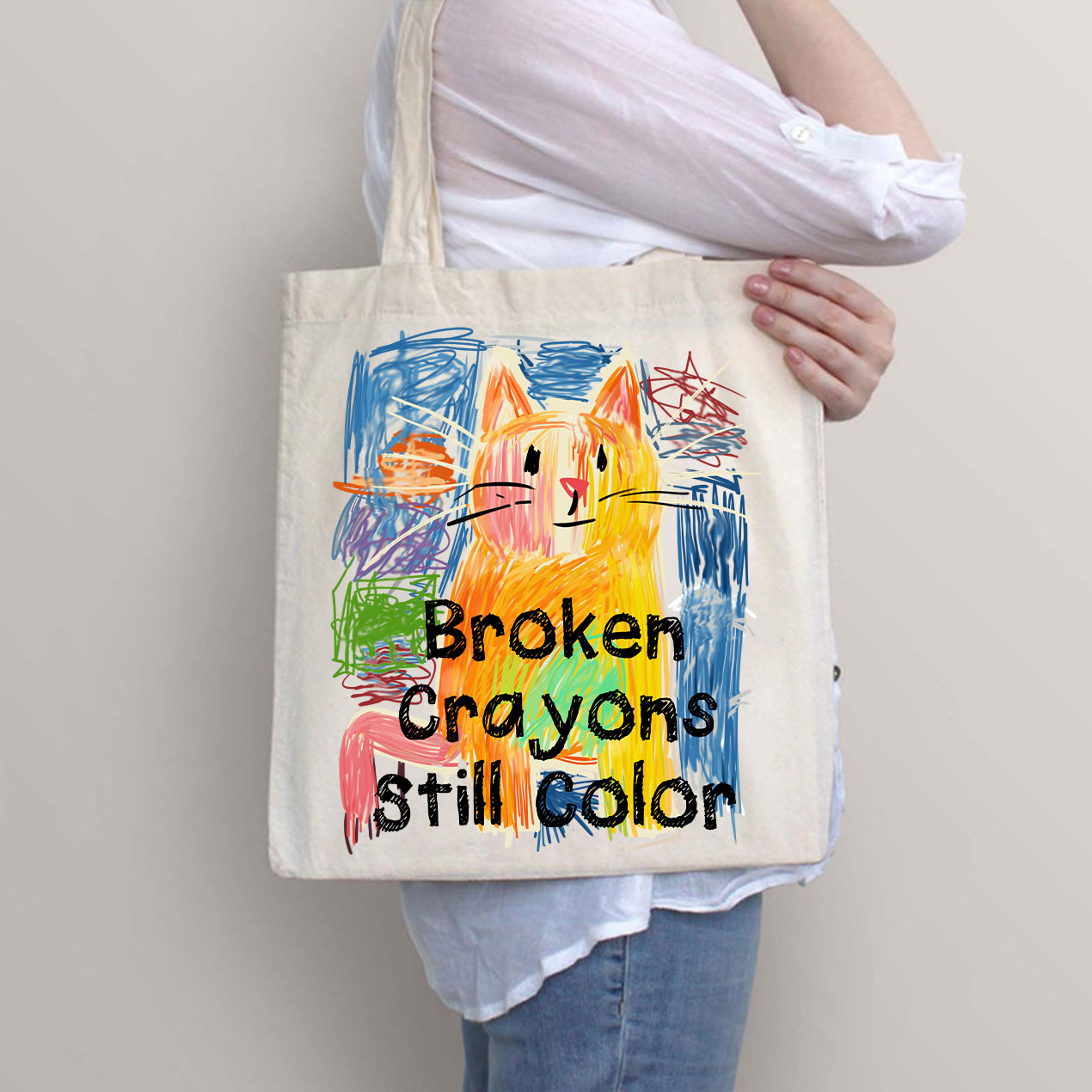 Broken Crayons Still Color Cat Tote Bag