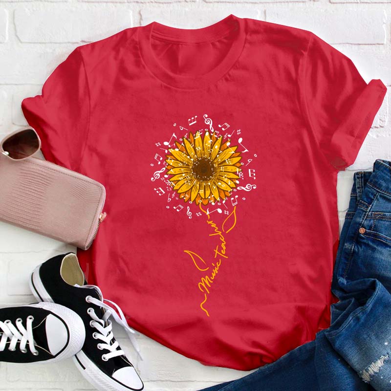 Music Teacher Sunflower Teacher T-Shirt