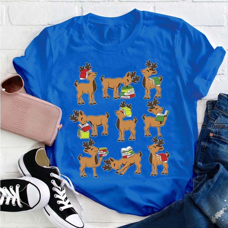 Reindeer Reading Teacher T-Shirt
