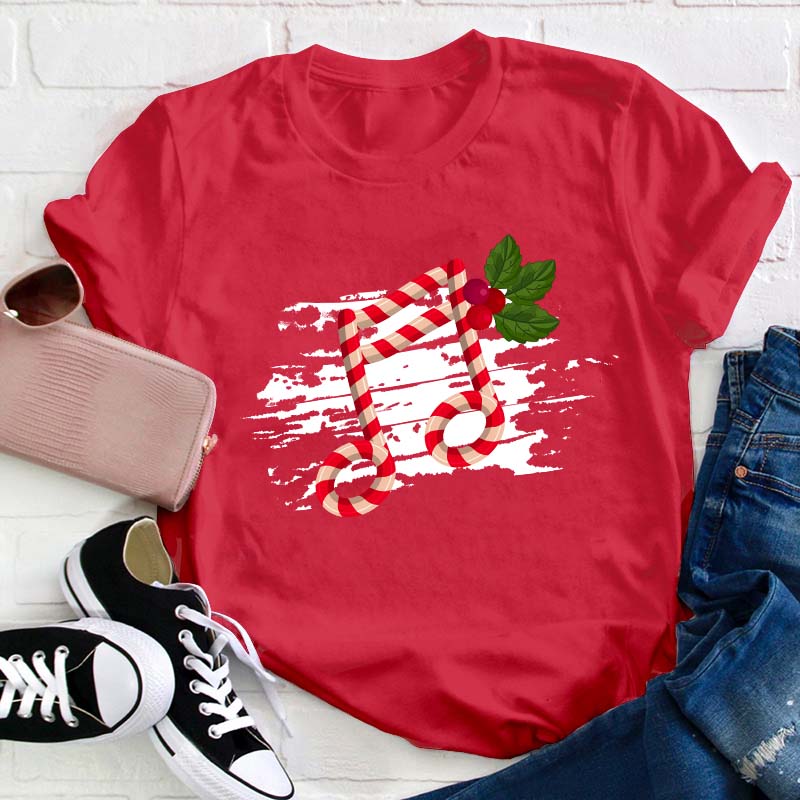 Christmas Music Note Teacher T-Shirt