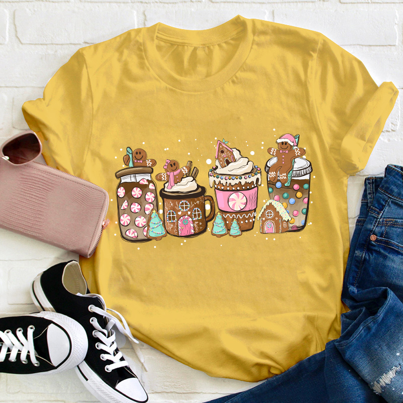 Gingerbread Christmas Coffee Christmas Teacher T-Shirt