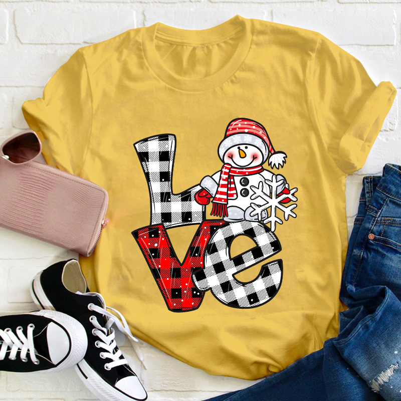 Love Cute Snowman Teacher T-Shirt