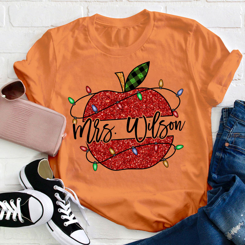 Personalized Shining Apple Teacher T-Shirt
