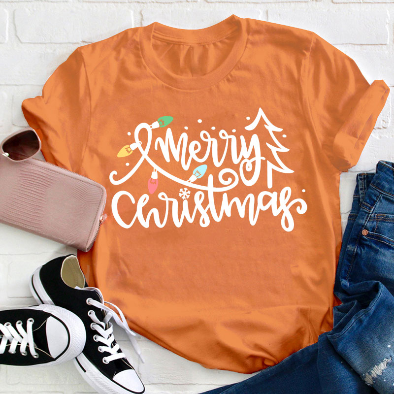 Merry Christmas Lights Teacher T-Shirt