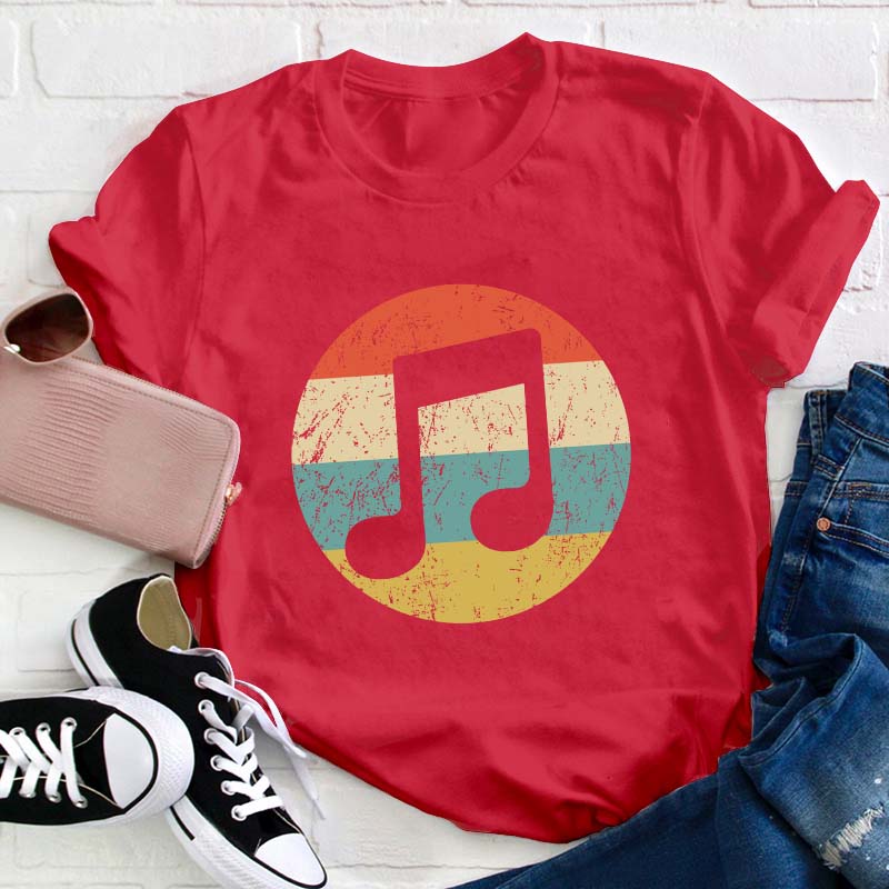 Retro Musical Notes Teacher T-Shirt