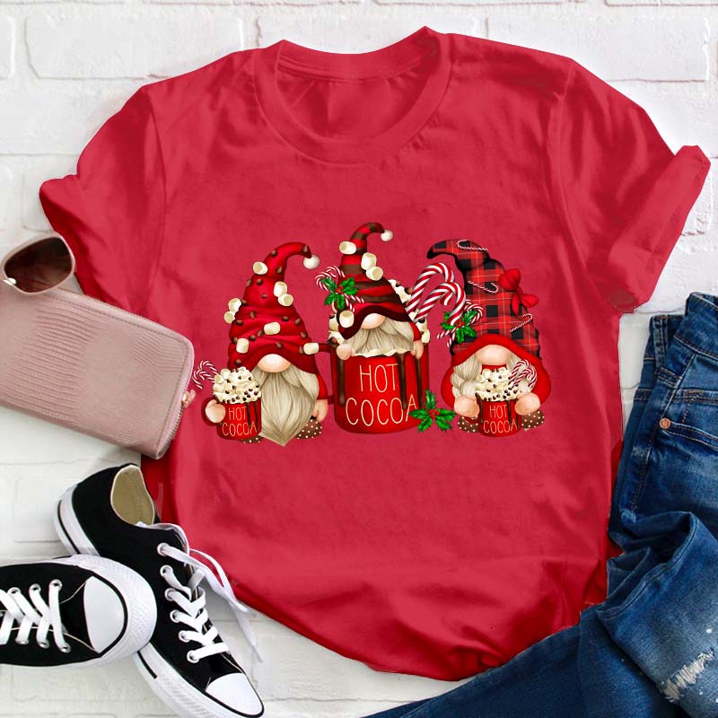 Hot Cocoa Gnomes Christmas Teacher T-Shirt