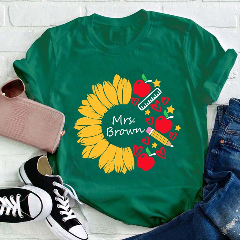 Personalized Sunflower Teacher Life Teacher T-Shirt
