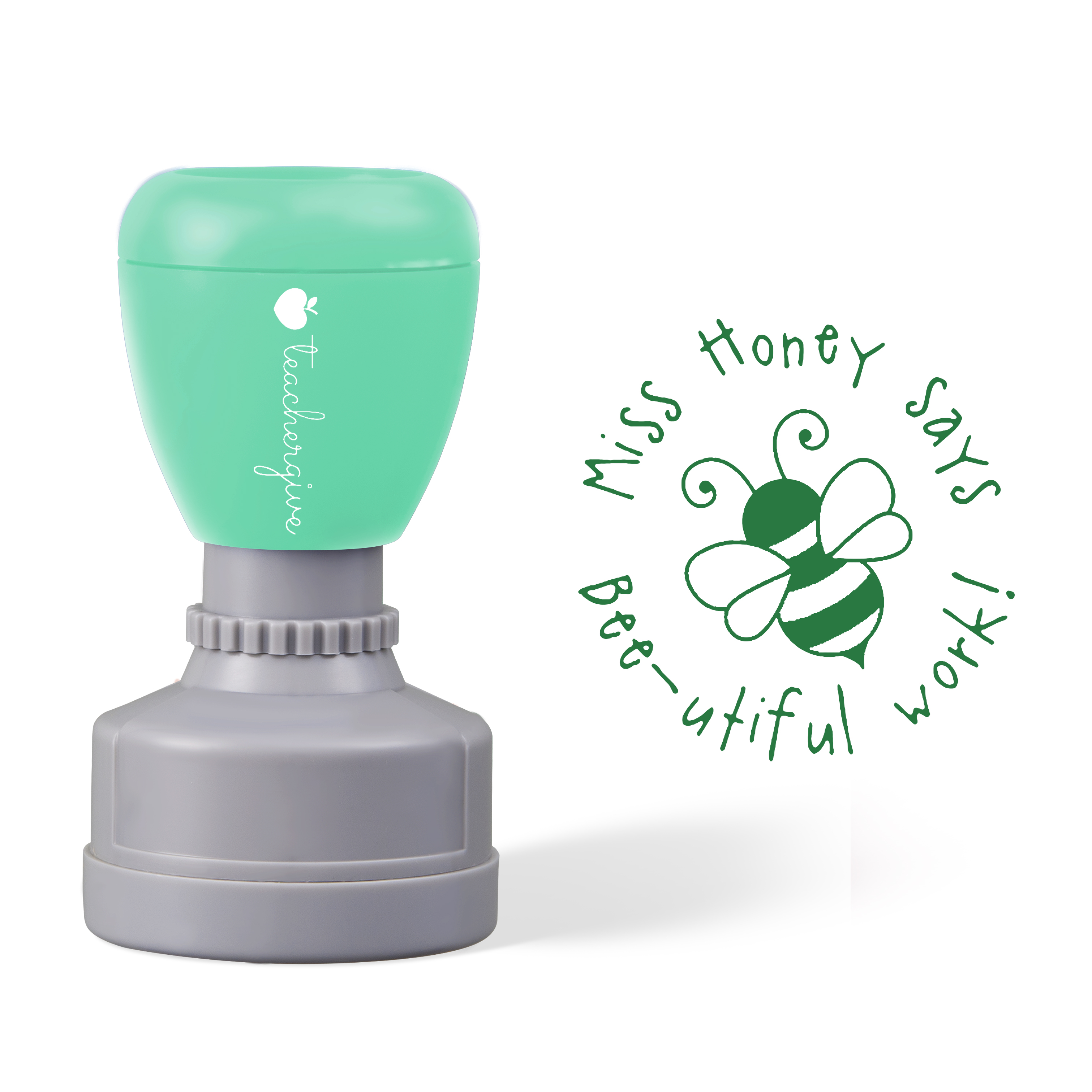 Personalized Says Bee-Autiful Work Teacher Stamp