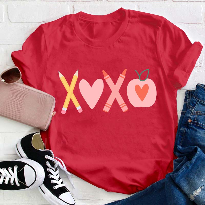 Pencil Crayon Apple Teacher T-Shirt