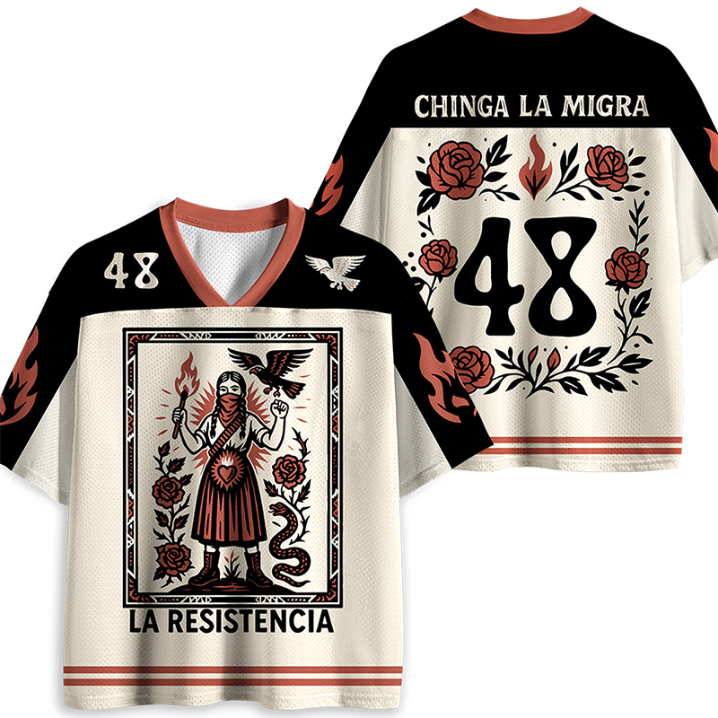 Personalized La Resistencia Chinga La Migra Teacher Mesh Jersey