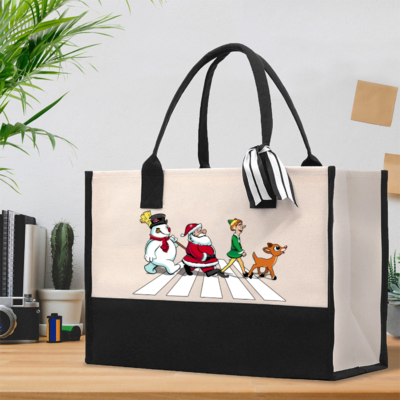 Santa Claus And His Friends Crossing The Road Teacher Cotton Tote Bag