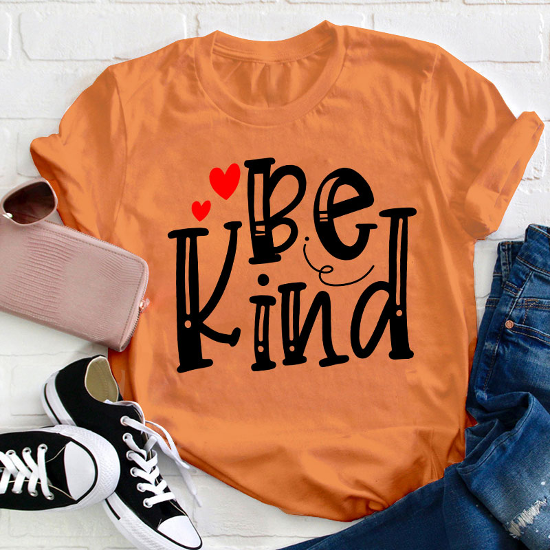 Be Kind Red Heart Teacher T-Shirt