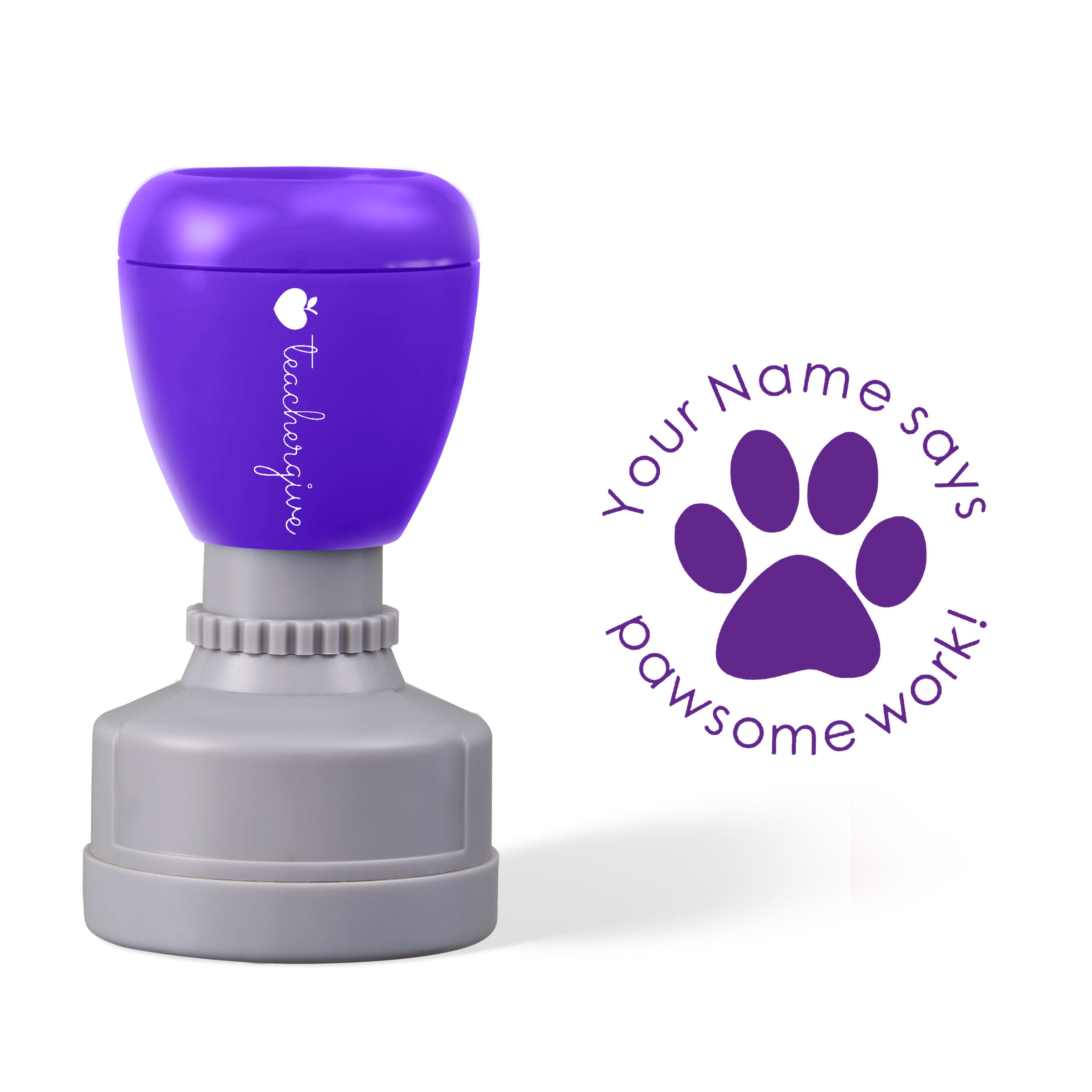 Personalized Pawsome Work Teacher Stamp