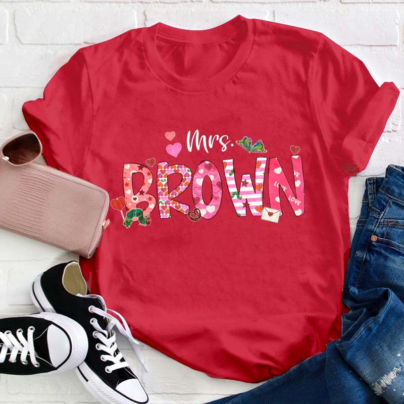 Personalized You Makes My Heart Flutter Butterfly Teacher T-Shirt