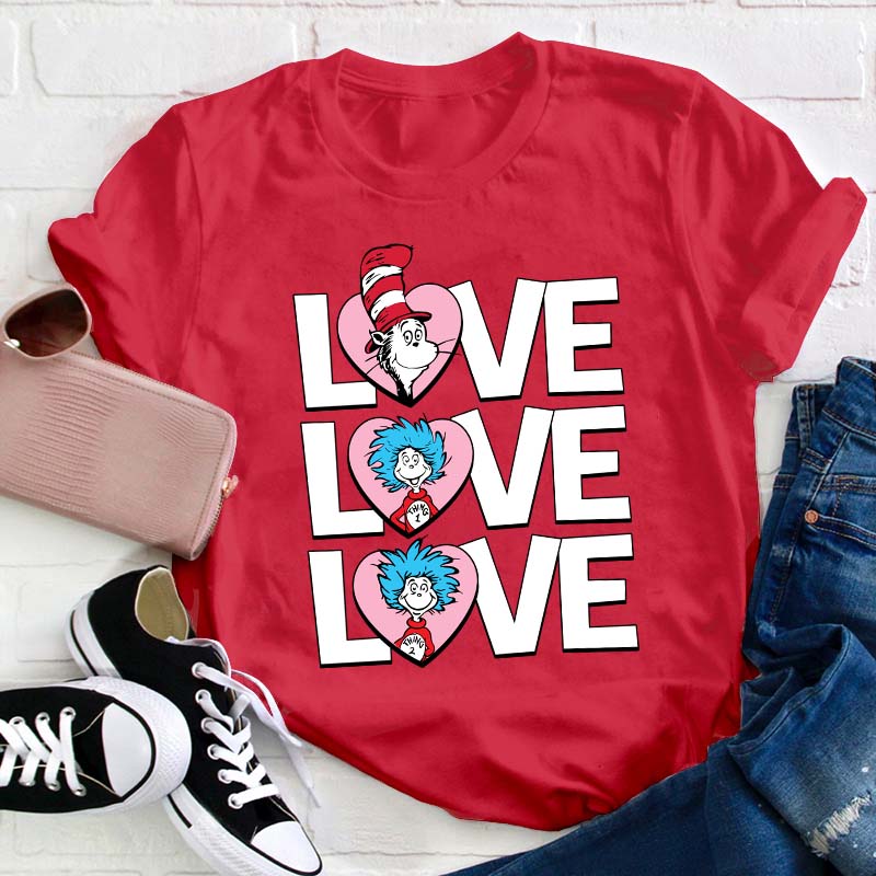 Valentine's Day With Cat And Things Teacher T-Shirt Sale-Teachersgram