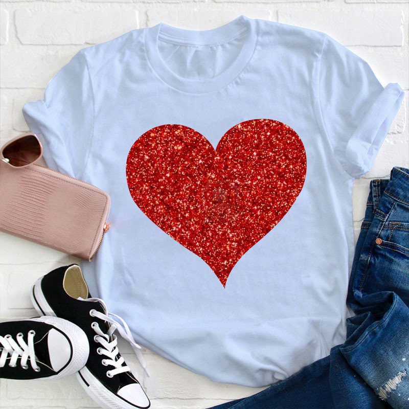 Glitter Heart Teacher T-Shirt