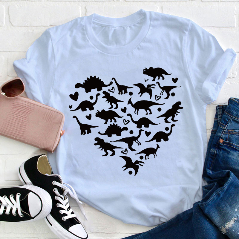 Dinosaur Heart Teacher T-Shirt