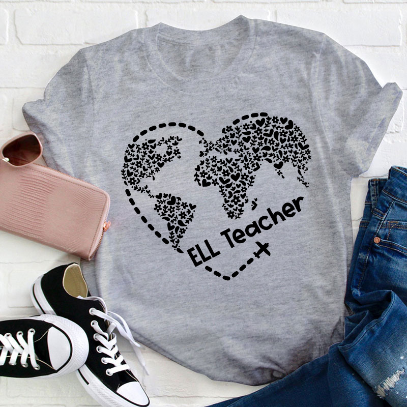 Ell Cute Heart Shape Teacher T-Shirt