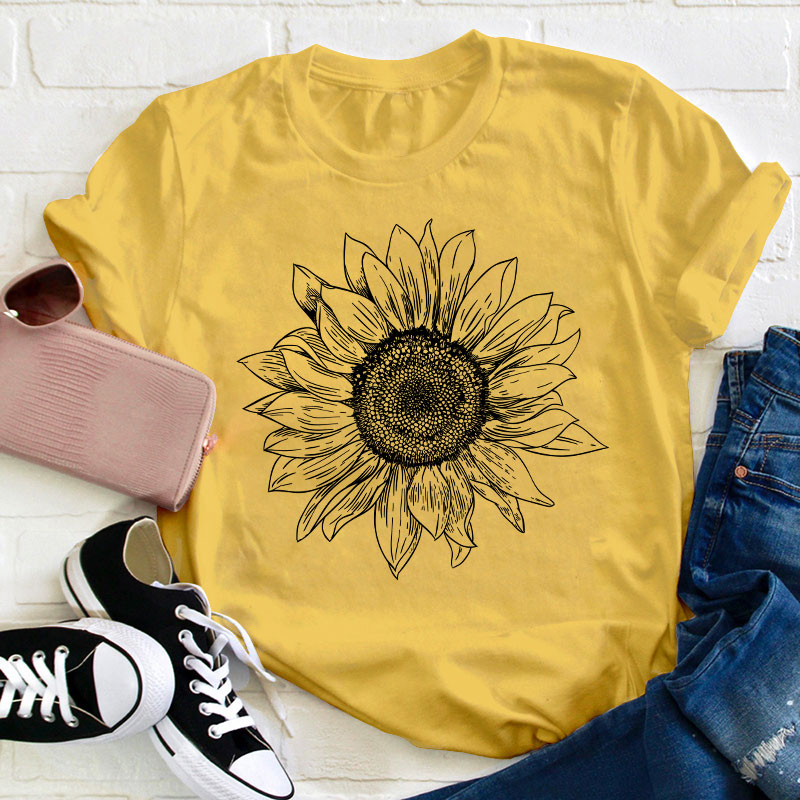 Floral Sunflower Teacher T-Shirt Sale-Teachersgram
