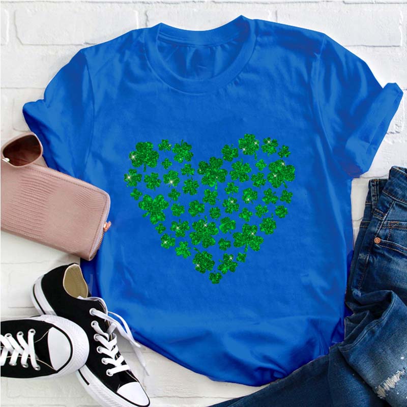 Heart Shamrock Teacher T-Shirt