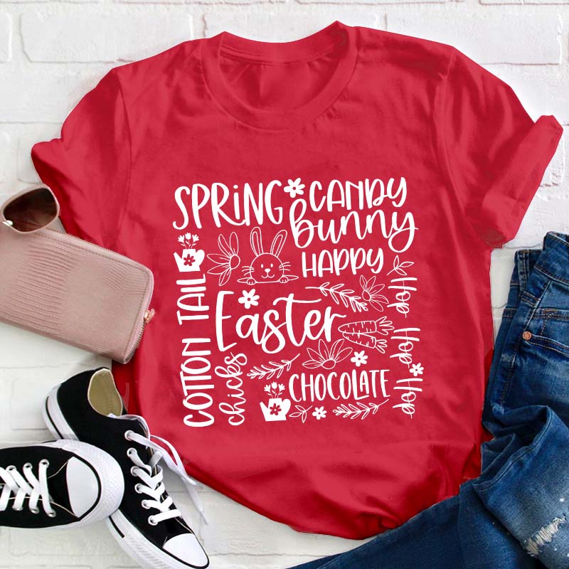 Happy Easter Spring Bunny Teacher T-Shirt