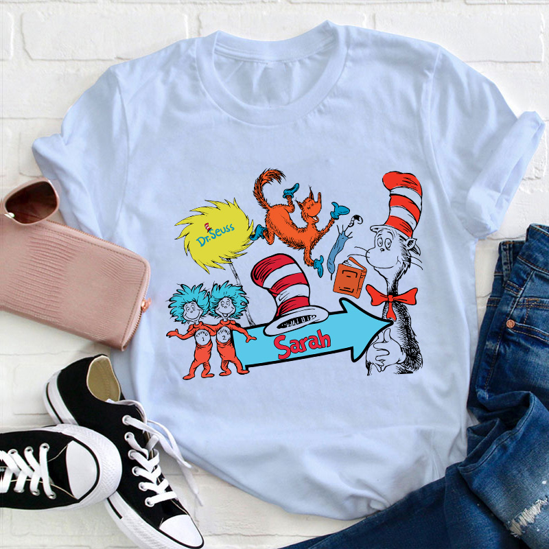 Personalized Name The Cat In The Hat Teacher T-Shirt