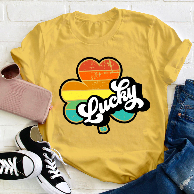 St. Patrick's Day Lucky Retro Teacher T-Shirt