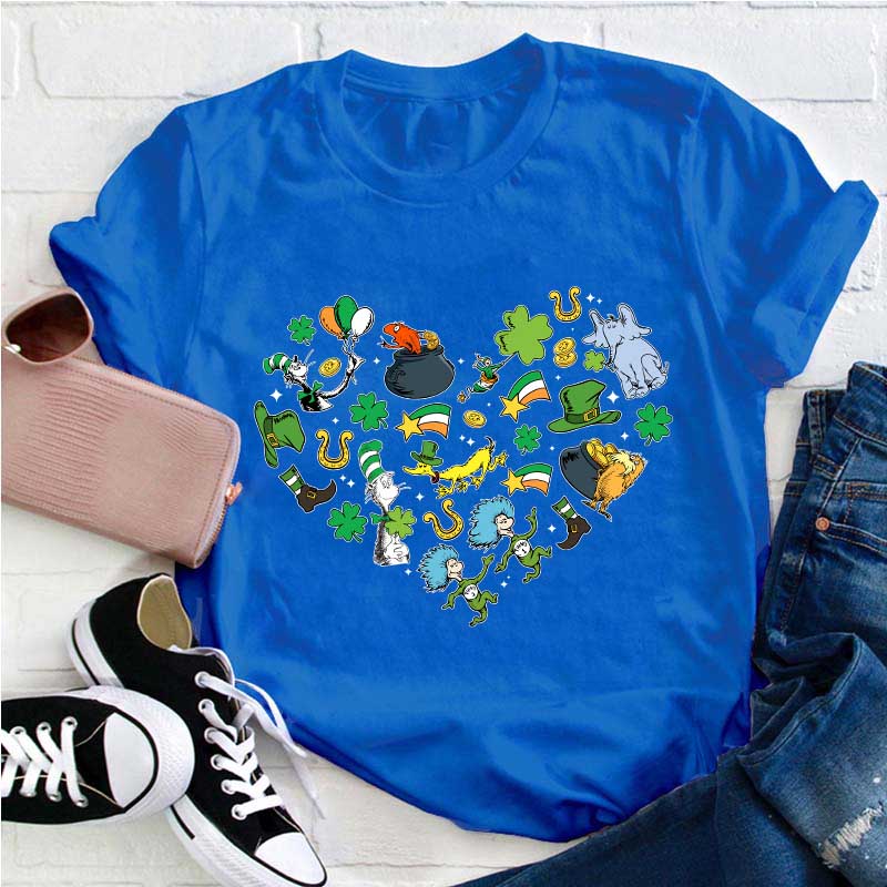 St Patrick Day Love Heart Teacher T-Shirt
