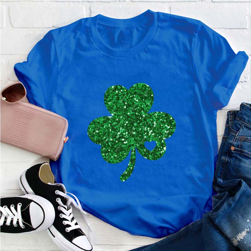 Glitter Shamrock Teacher T-Shirt