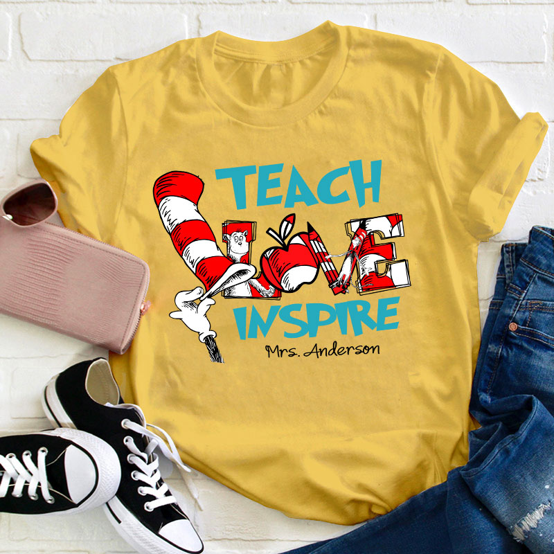 Personalized Teach Love Inspire Teacher T-Shirt