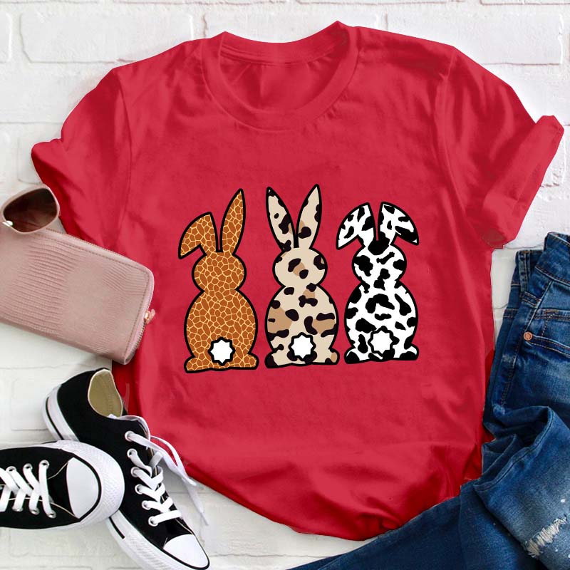 Leopard Bunnies Teacher T-Shirt