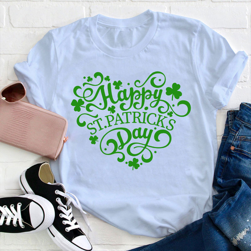 St Patricks Day Heart Teacher T-Shirt