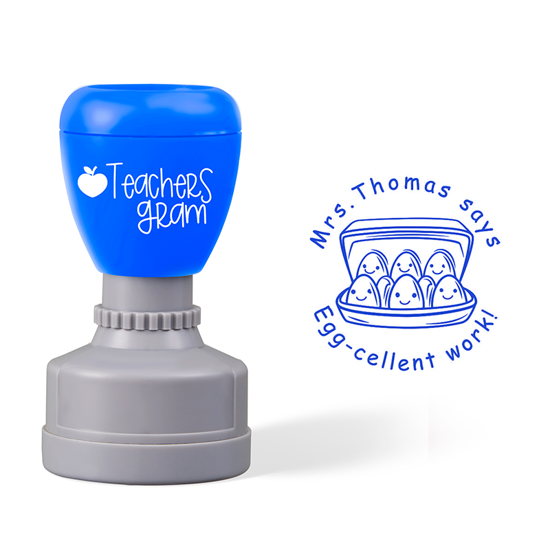 Personalized Name Mrs Thomas Says Eggcellent Work Teacher Stamp