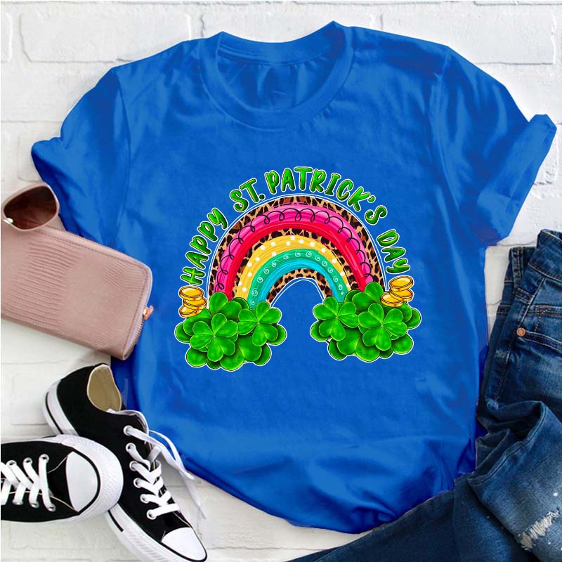 Happy St Patrick's Day Rainbow Teacher T-Shirt