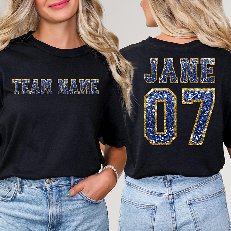 Personalized Team Name Your Name And Number Game Day Teacher Two Sided T-Shirt