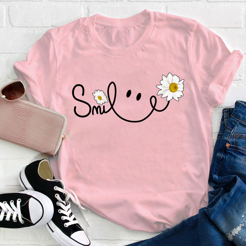 Daisy Smile Face Teacher T-Shirt