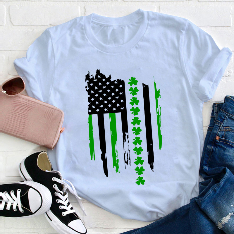 Happy St Patricks Day Flag Teacher T-Shirt