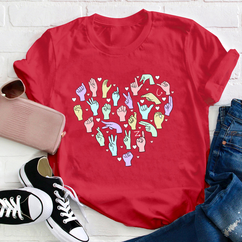 ASL Heart Alphabet Teacher T-Shirt