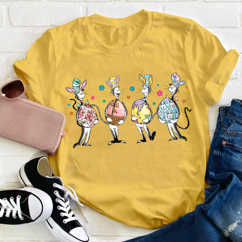 Happy Easter Cute Cat Teacher T-Shirt