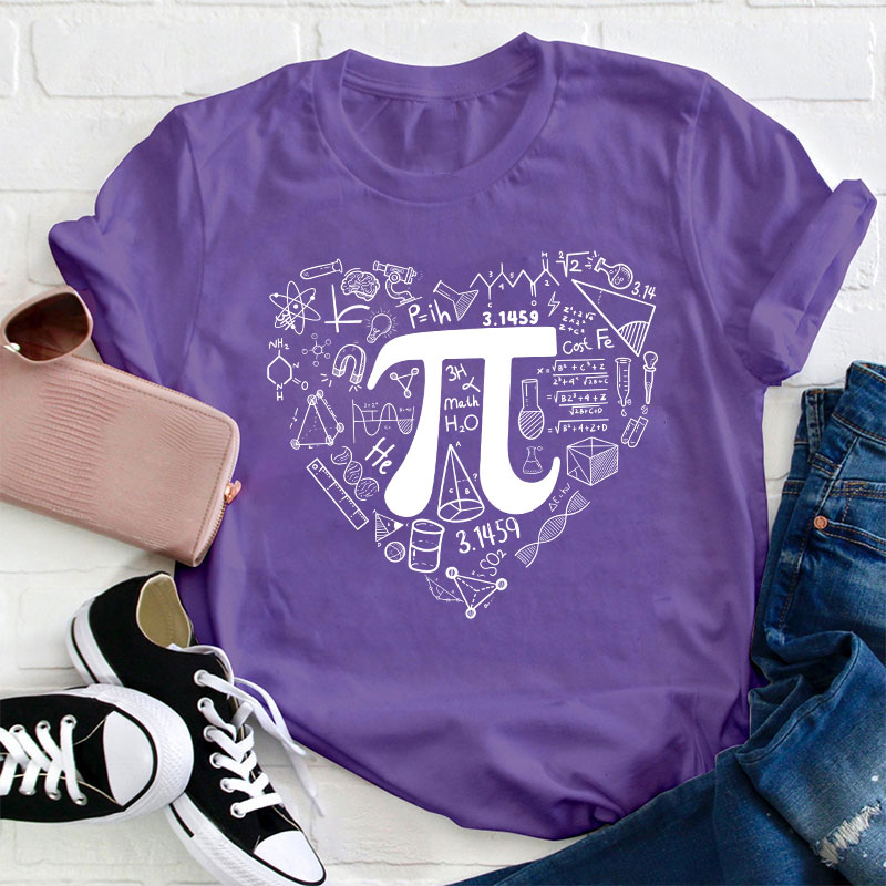 Pi Day Math Heart Teacher T-Shirt