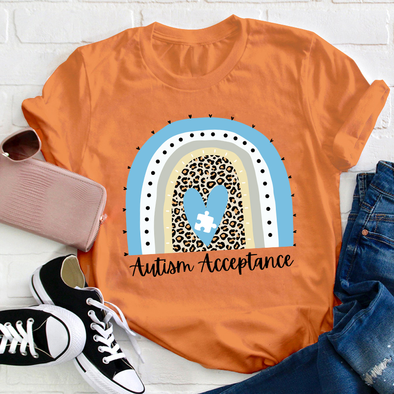 Autism Acceptance Rainbow Teacher T-Shirt