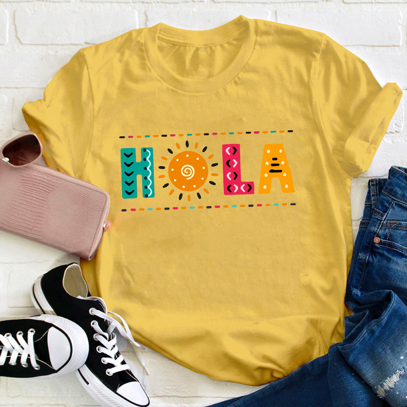 Retro Hola Sunshine Teacher T-Shirt