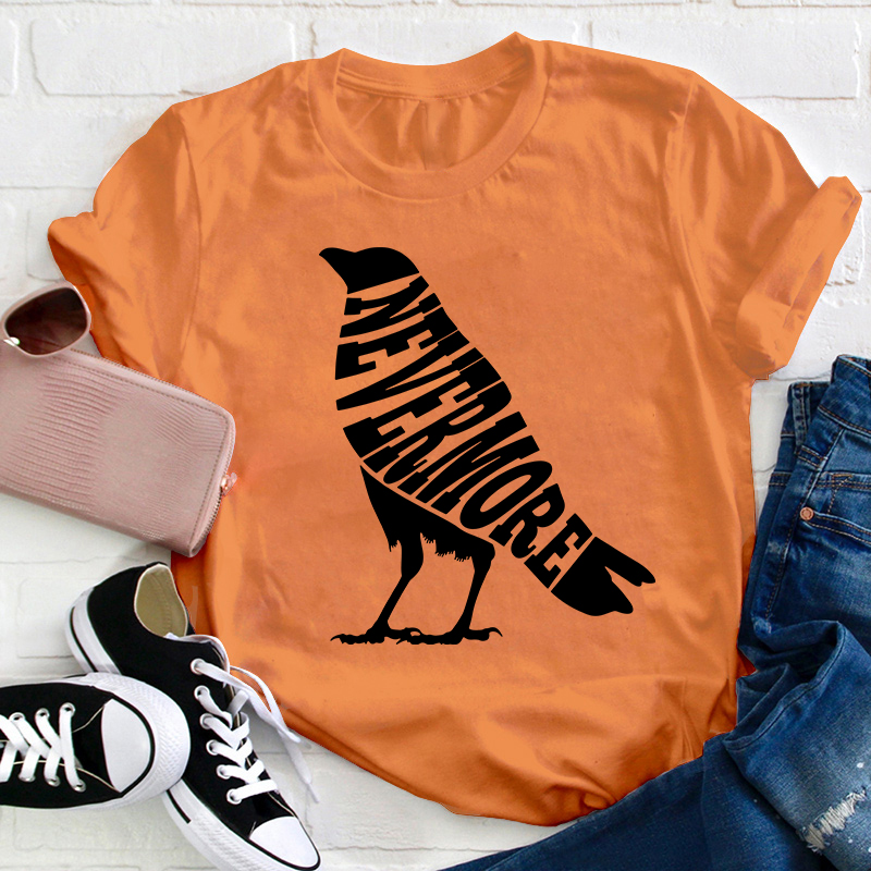 Crow Edgar Allan Poe Nevermore Teacher T-Shirt