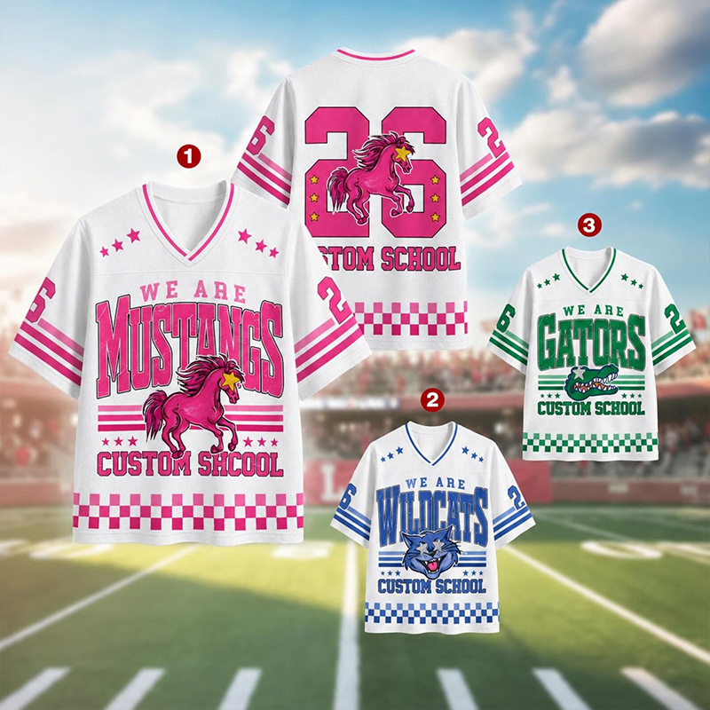 Personalized We Are Mascot School Spirit Checkered Teacher Mesh Jersey